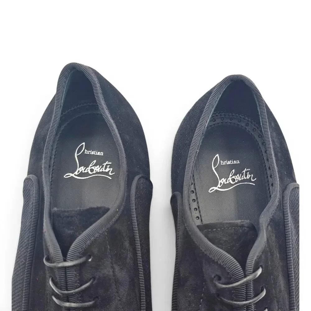 Christian Louboutin Greggo Leather Mix Media Oxford Shoes Black EU 43 US 10